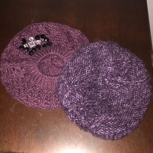 2 Purple Beanie Hats